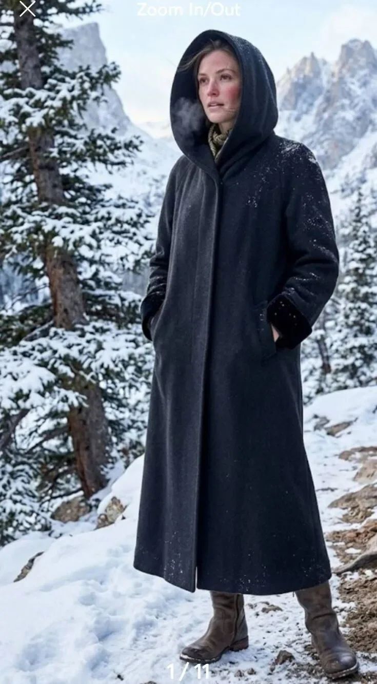 Samantha Taylor Coat Wool Black Sz 8 Hooded